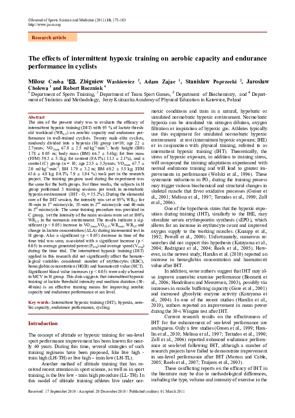 (PDF) The effects of intermittent hypoxic training on aerobic capacity ...
