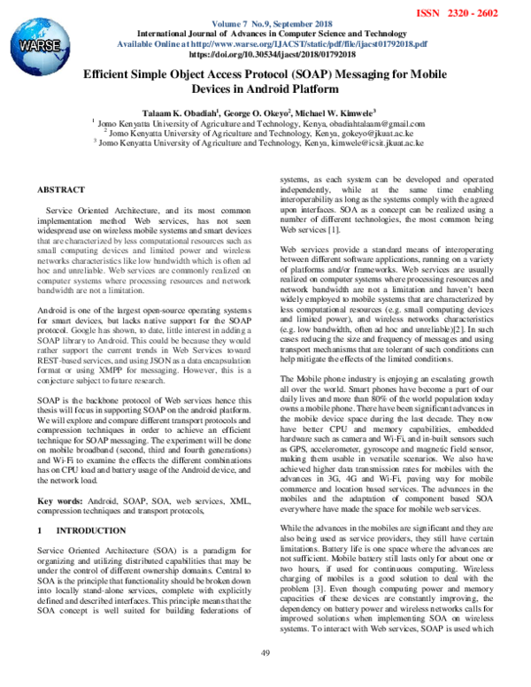 (PDF) Efficient Simple Object Access Protocol (SOAP) Messaging for ...