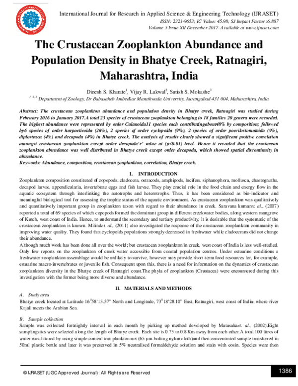 (PDF) The Crustacean Zooplankton Abundance and Population Density in ...