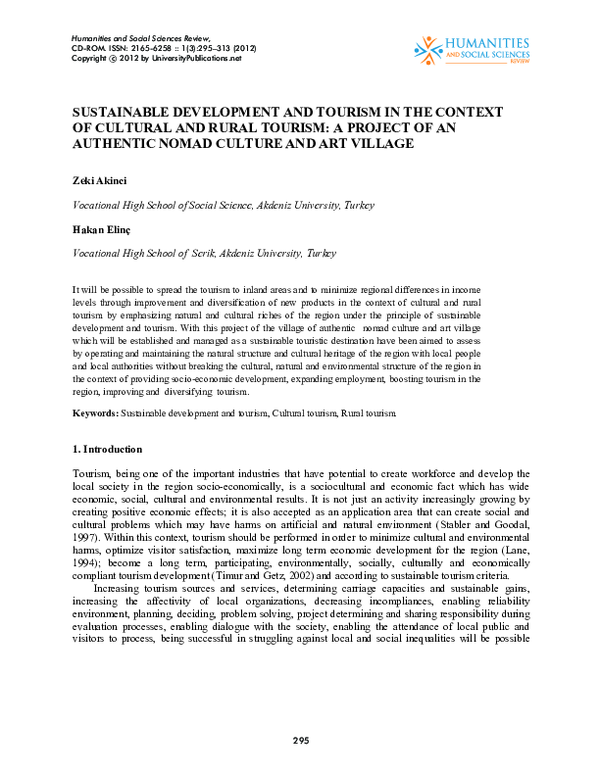 (PDF) Sustainable Development And Tourism In The Context Of Cultural ...
