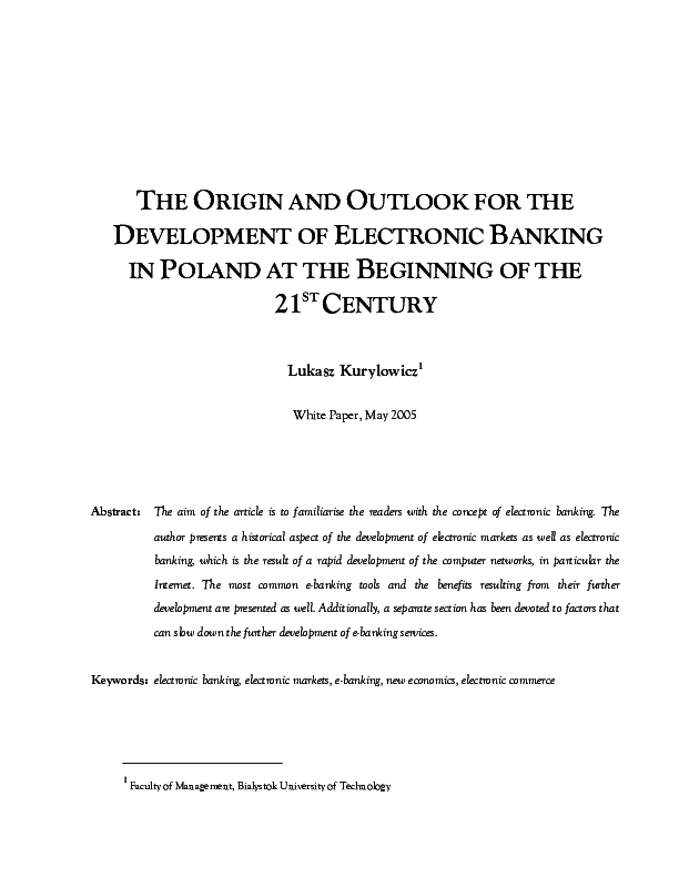 (PDF) Evolution and Future of E-Banking in Poland