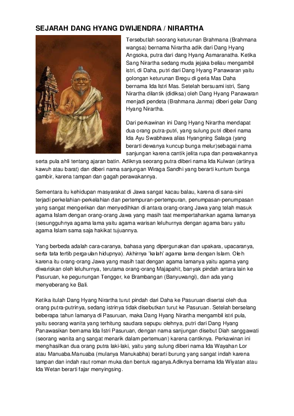 (DOC) SEJARAH DANG HYANG DWIJENDRA / NIRARTHA