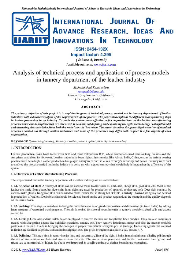 (PDF) Analysis of technical process and application of process models ...
