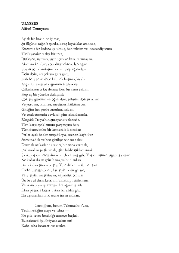 (PDF) ULYSSES Alfred Tennyson Kitaplık 167 Oğuz Tecimen Academia.edu
