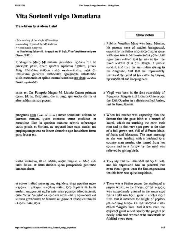 (PDF) New English translation of the complete Vita Suetonii vulgo