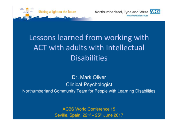 (PDF) Lessons Learned from Working with ACT with Adults with ...