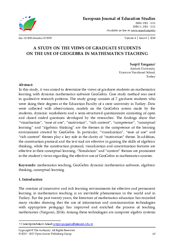 Pdf European Journal Of Education Studies A Study On The Views Of Pdf European Journal Of Education Studies A Study On The Views Of