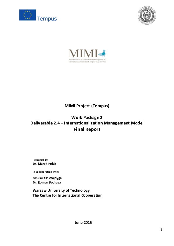 (PDF) MIMI Project (Tempus) – Internationalization Management Model