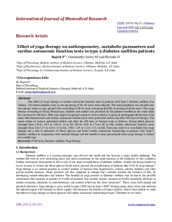 (PDF) Effect of yoga therapy on anthropometry, metabolic parameters and ...