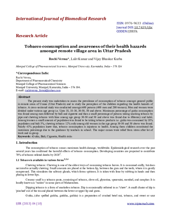 research paper on tobacco Seeing COVID-19 through a cloud of cigarette smoke E-cigarette adverts and children's perceptions