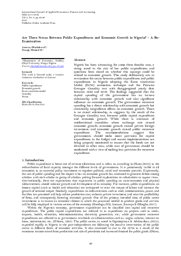 (PDF) Are There Nexus Between Public Expenditures and Economic Growth ...
