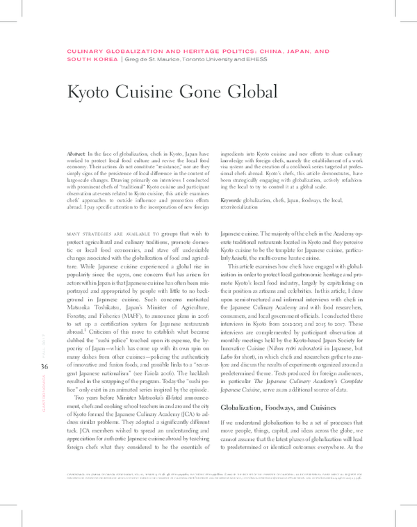 (PDF) Kyoto Cuisine Gone Global Greg de St. Maurice Academia.edu