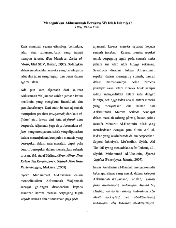 Mazhab Ahli Sunnah Wa Al Jamaah Research Papers Academia Edu