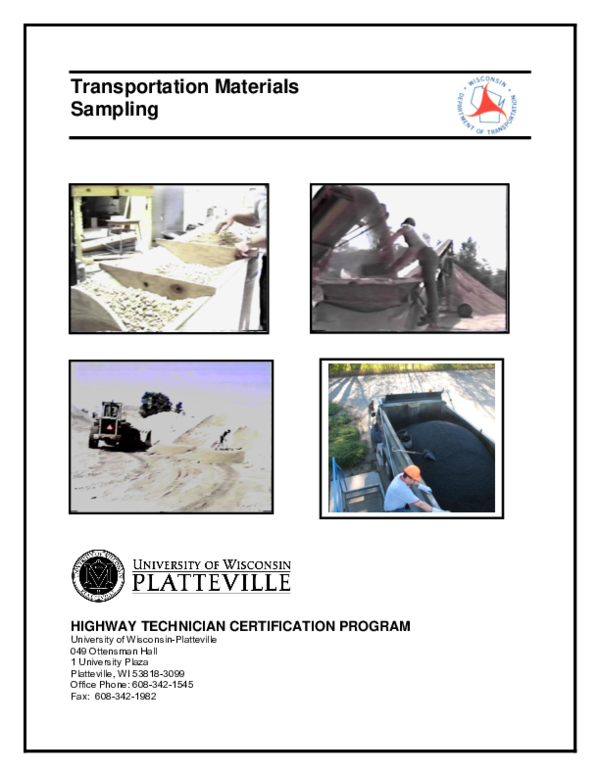 (PDF) Transportation Materials Sampling HIGHWAY TECHNICIAN