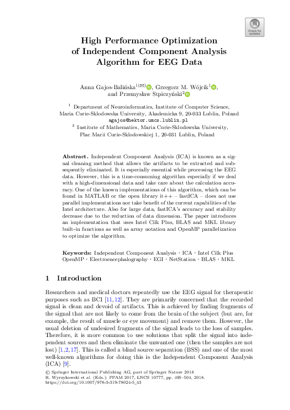 (PDF) High Performance Optimization of Independent Component Analysis ...