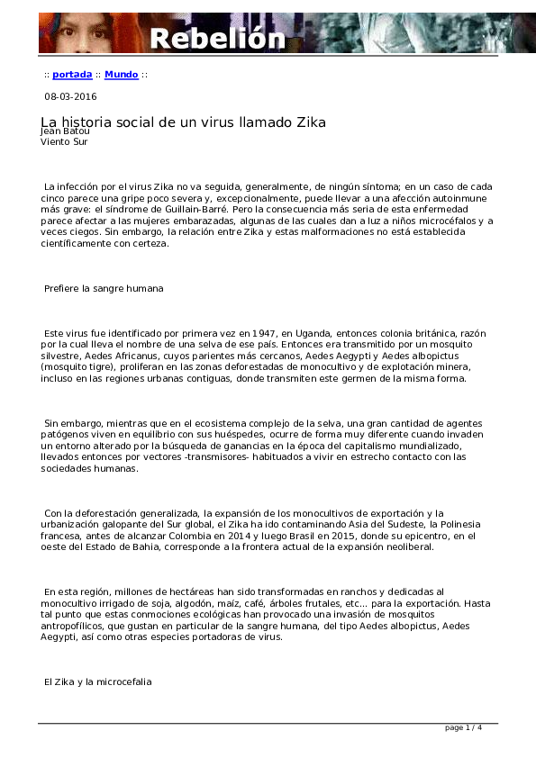 (PDF) La historia social de un virus llamado Zika