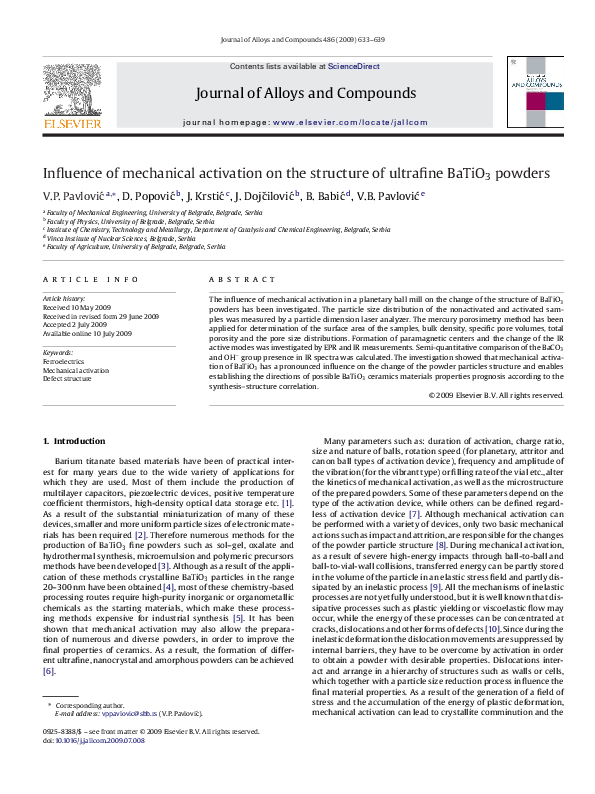 (PDF) Influence of mechanical activation on the structure of ultrafine ...