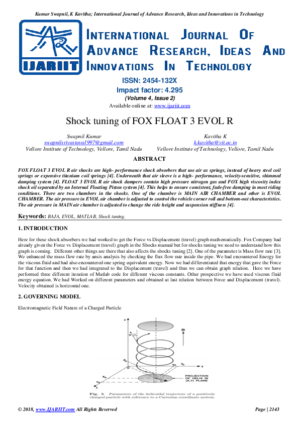 (PDF) Shock tuning of FOX FLOAT 3 EVOL R Ijariit Journal and Kavitha