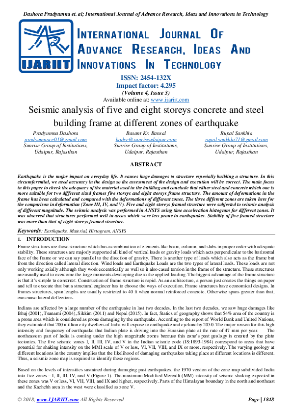 (PDF) Seismic analysis of five and eight storeys concrete and steel ...