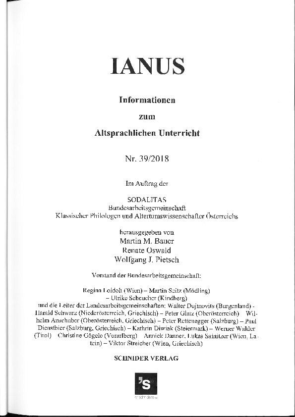 (PDF) ETHICAL LITERARY ANIMAL STUDIES IM LATEINUNTERRICHT | Gabriela