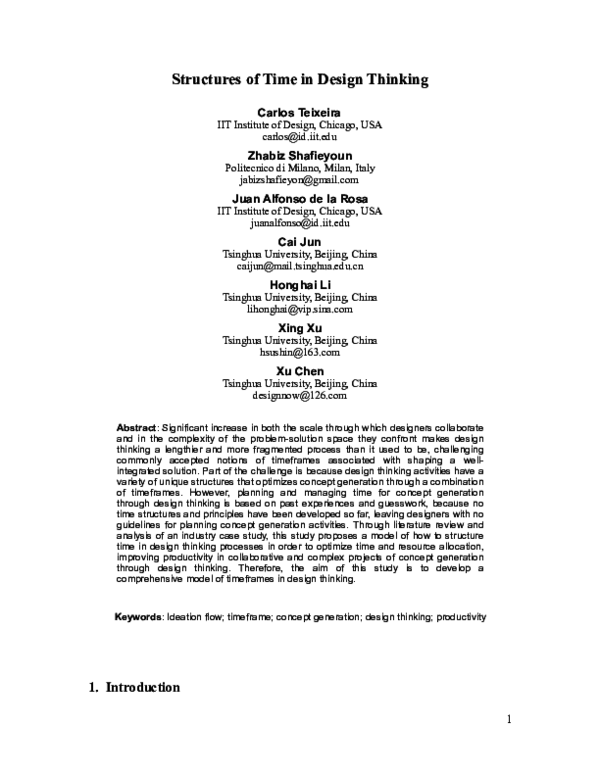 (PDF) Structures of Time in Design Thinking