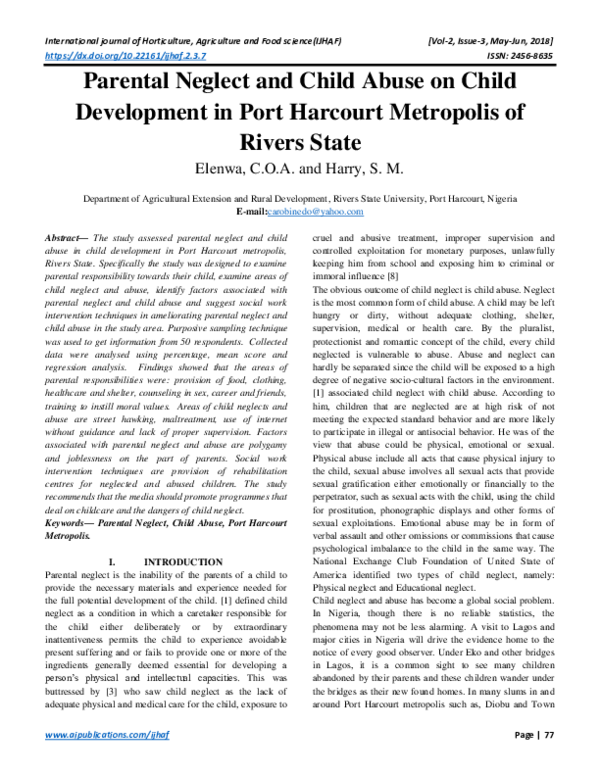 (PDF) Parental Neglect and Child Abuse on Child Development in Port ...