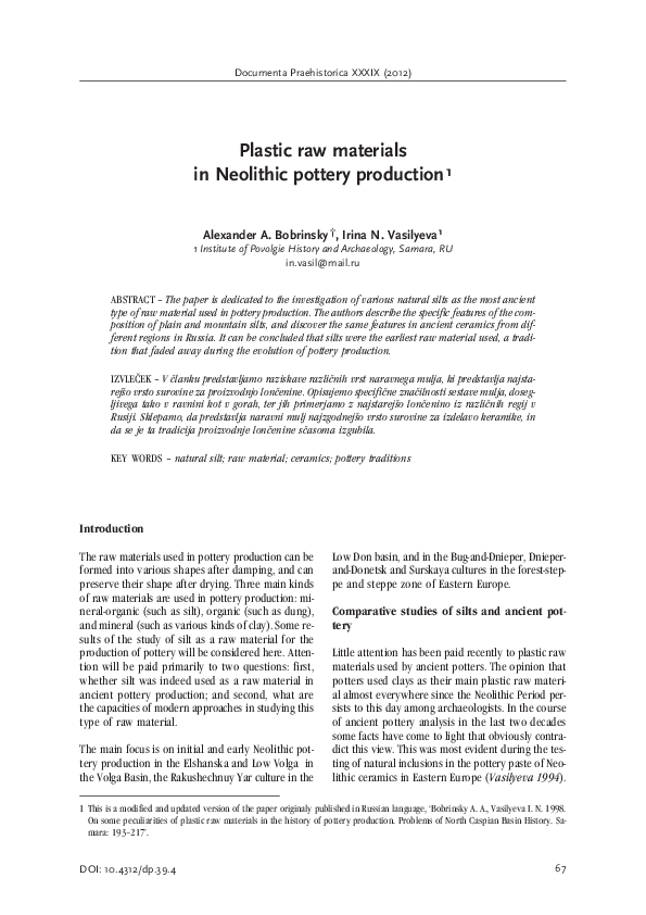 (PDF) A. A. Bobrinsky, I. N. Vasilyeva. Plastic raw materials in