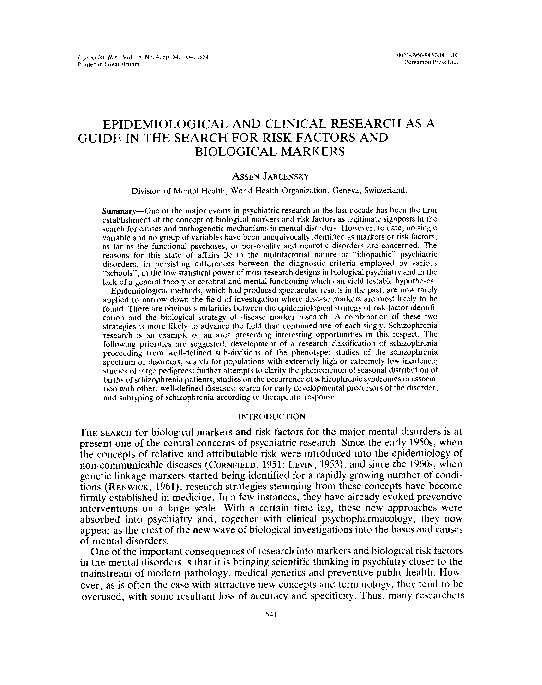 (PDF) Epidemiological and clinical research as a guide in the search ...