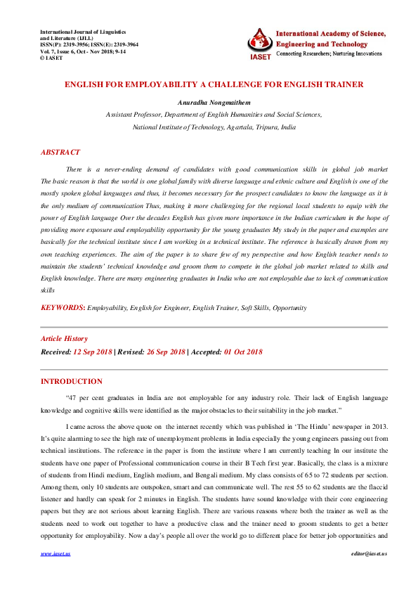 (PDF) ENGLISH FOR EMPLOYABILITY A CHALLENGE FOR ENGLISH TRAINER