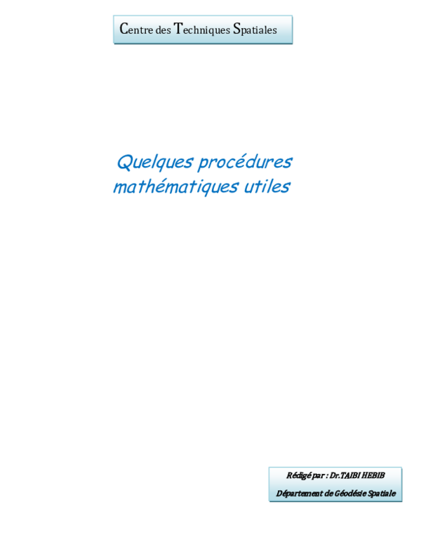 (PDF) Quelques procédures mathématiques utiles