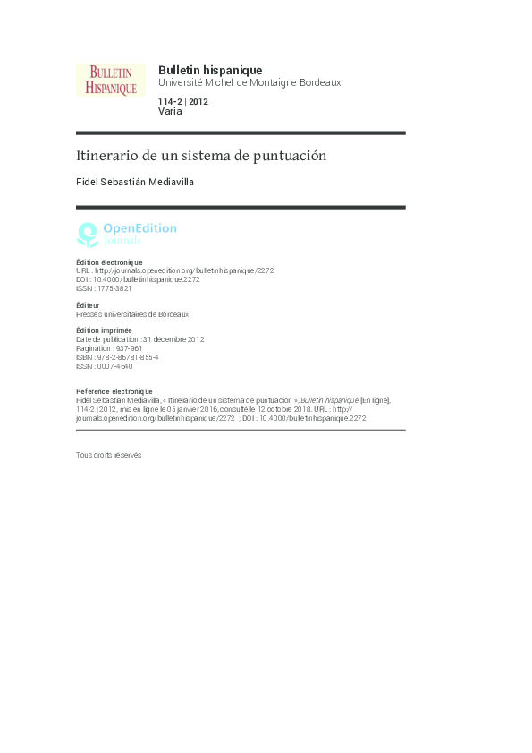 (PDF) Bulletin hispanique Itinerario de un sistema de puntuación