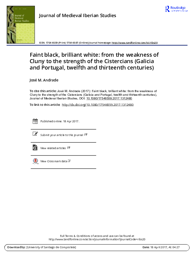 "Faint black, brilliant white: from the weakness of Cluny to the strength of the Cistercians (Galicia and Portugal, twelfth and thirteenth centuries)"