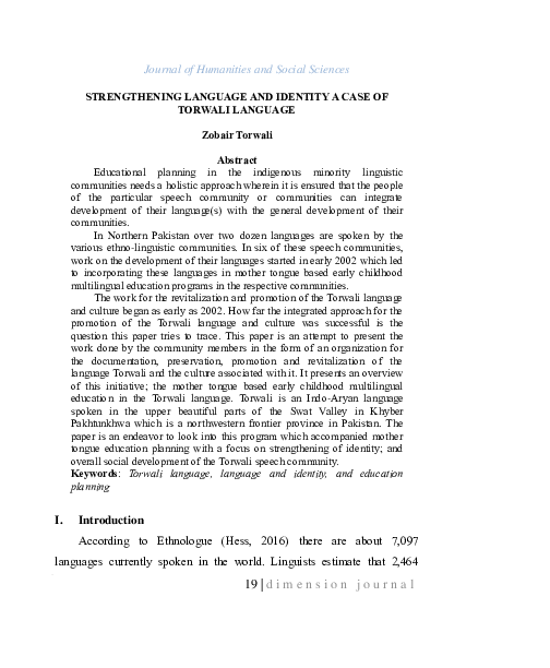 (PDF) STRENGTHENING LANGUAGE AND IDENTITY A CASE OF TORWALI LANGUAGE