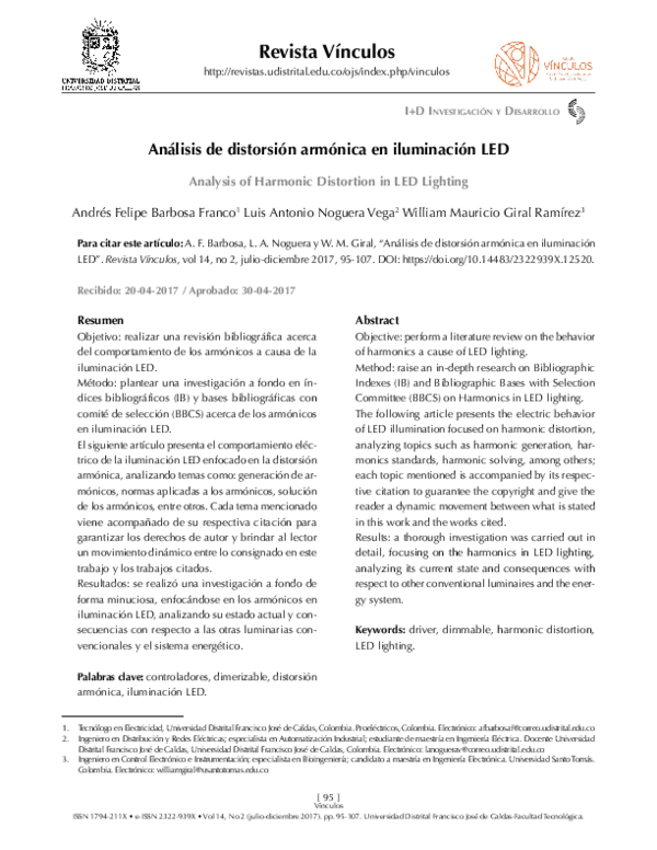 (PDF) Analysis of Harmonic Distortion in LED Lighting Revista