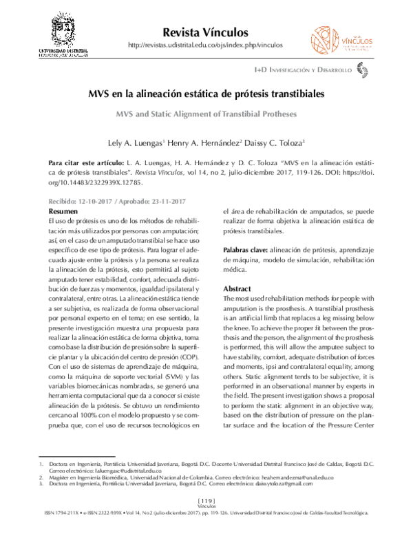 (PDF) MVS and Static Alignment of Transtibial Protheses