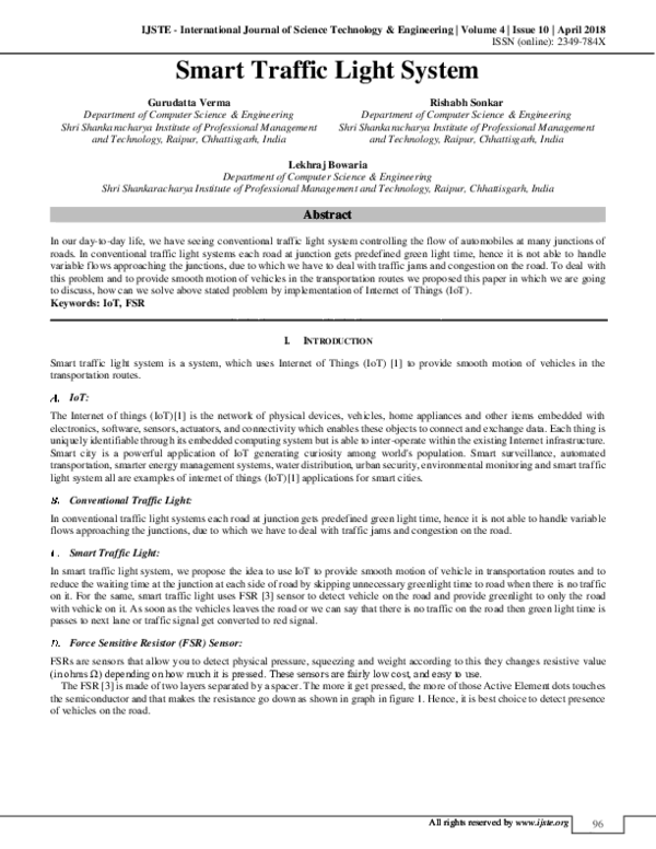 (PDF) Smart Traffic Light System IJSTE International Journal of Science Technology and