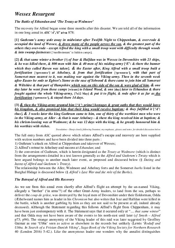 Chronicles, Treaties and Burhs: the Burghal Hidage and the Mercian Register. Part 1 S3  Wessex Resurgent 879-886