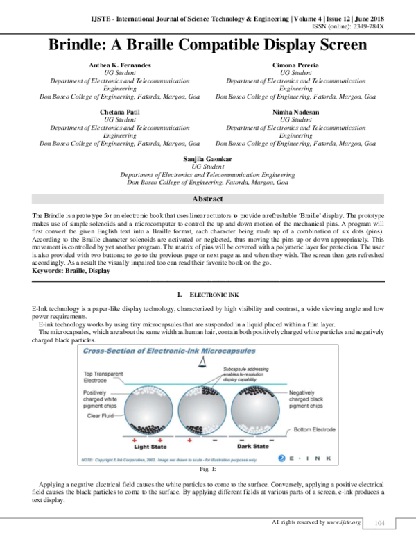 (PDF) Brindle A Braille Compatible Display Screen IJSTE