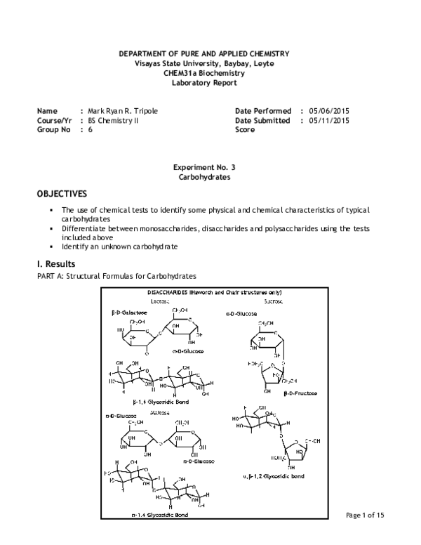 qualitative-test-for-carbohydrates-report