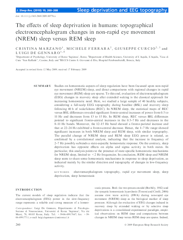 (PDF) The effects of sleep deprivation in humans: topographical ...