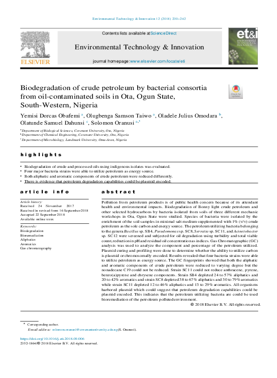 (PDF) Biodegradation of crude petroleum by bacterial consortia from oil ...