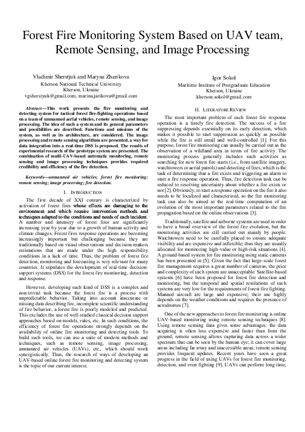 (DOC) Forest Fire Monitoring System Based on UAV team, Remote Sensing ...