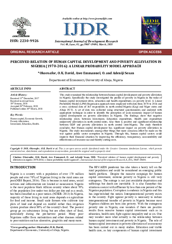 (PDF) PERCEIVED RELATION OF HUMAN CAPITAL DEVELOPMENT AND POVERTY ...
