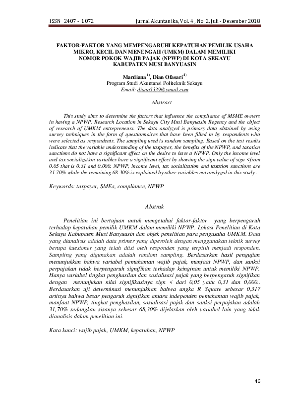 Skripsi Pajak Umkm 2018 Pejuang Skripsi