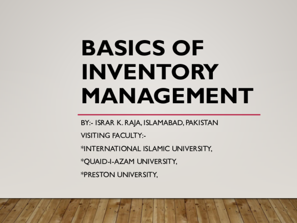 (PPT) Basics of Inventory Management