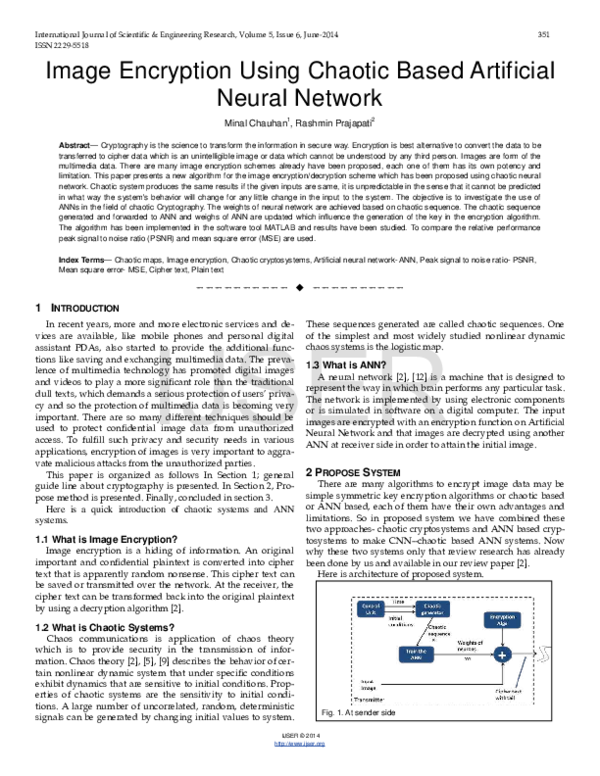 (PDF) Image Encryption Using Chaotic Based Artificial Neural Network
