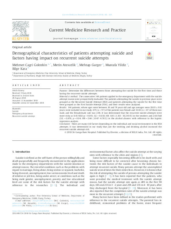 (PDF) Demographical characteristics of patients attempting suicide and ...