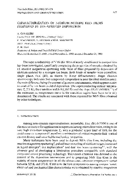 (PDF) 47 CHARACTERIZATION OF NIOBIUM NITRIDE THIN FILMS PREPARED BY ION ...