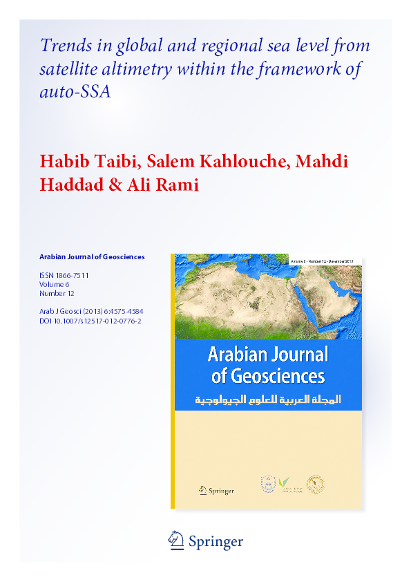 (PDF) Trends in global and regional sea level from satellite altimetry ...