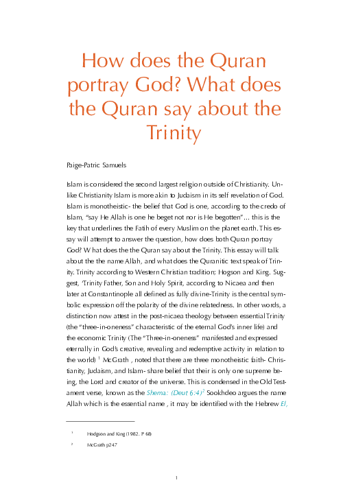 (PDF) How does the Quran portray God? What does the Quran say about the